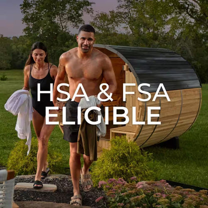 Paxton 4-Person Outdoor Cedar Traditional Wet/Dry Barrel Sauna with Porch, 9Kw Electric Heater, Wi-Fi, LED Lights