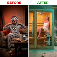 Charleston 4-Person Indoor Traditional Sauna Double Bench — Before & After