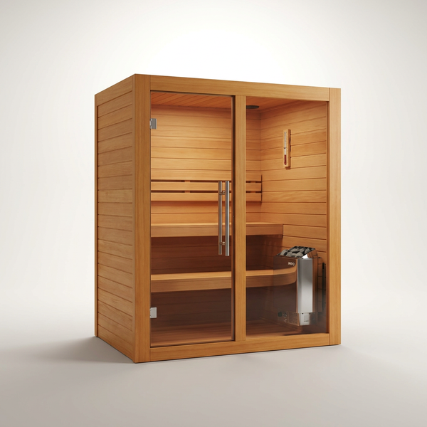 Charleston 4-Person Indoor Traditional Sauna Double Bench — Studio Shot