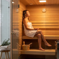 Charleston 4-Person Indoor Traditional Sauna Double Bench — Lifestyle
